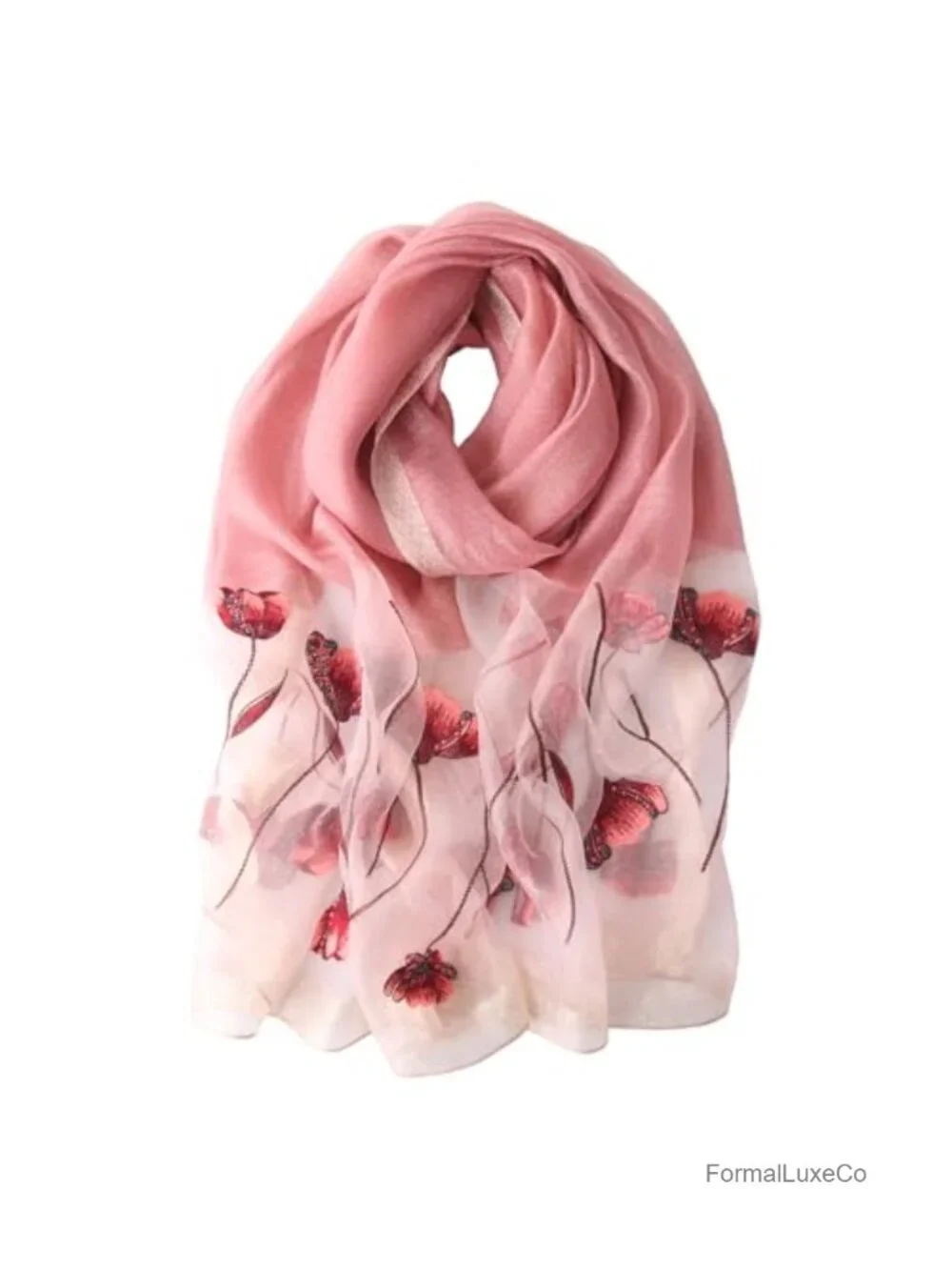 Floral Embroidered Pashmina Shawl Wrap